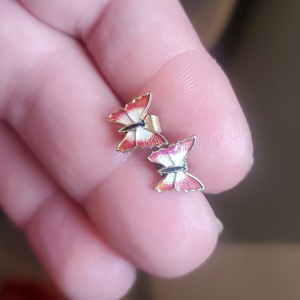 Butterfly cloisonne studs